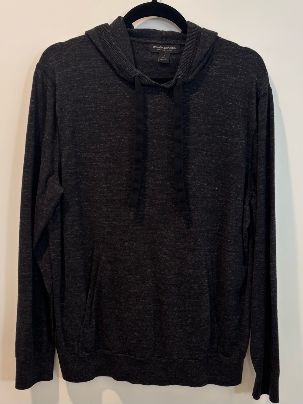 Banana Republic Dark Charcoal Gray Organic Cotton Hoodie Size Large